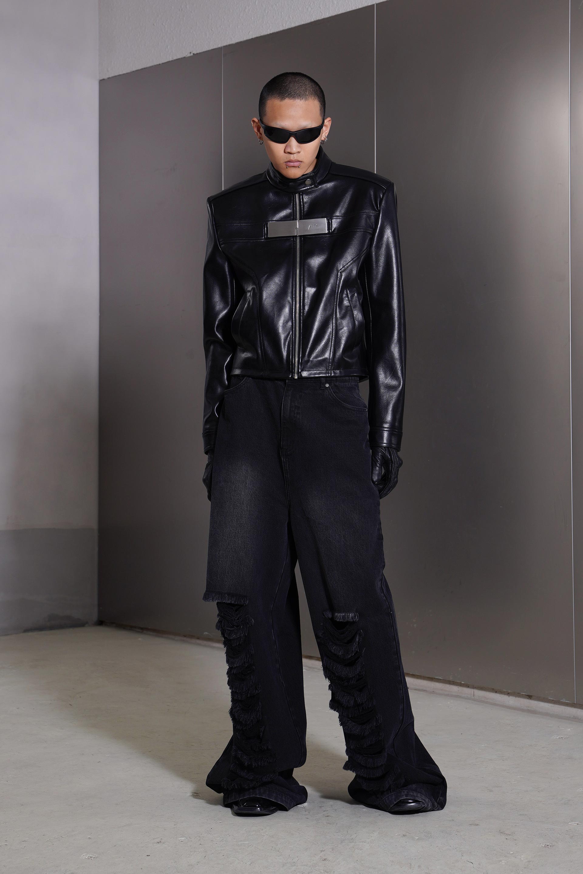 「KEENNESS」SHORT LEATHER MOTORCYCLE JACKET (men)