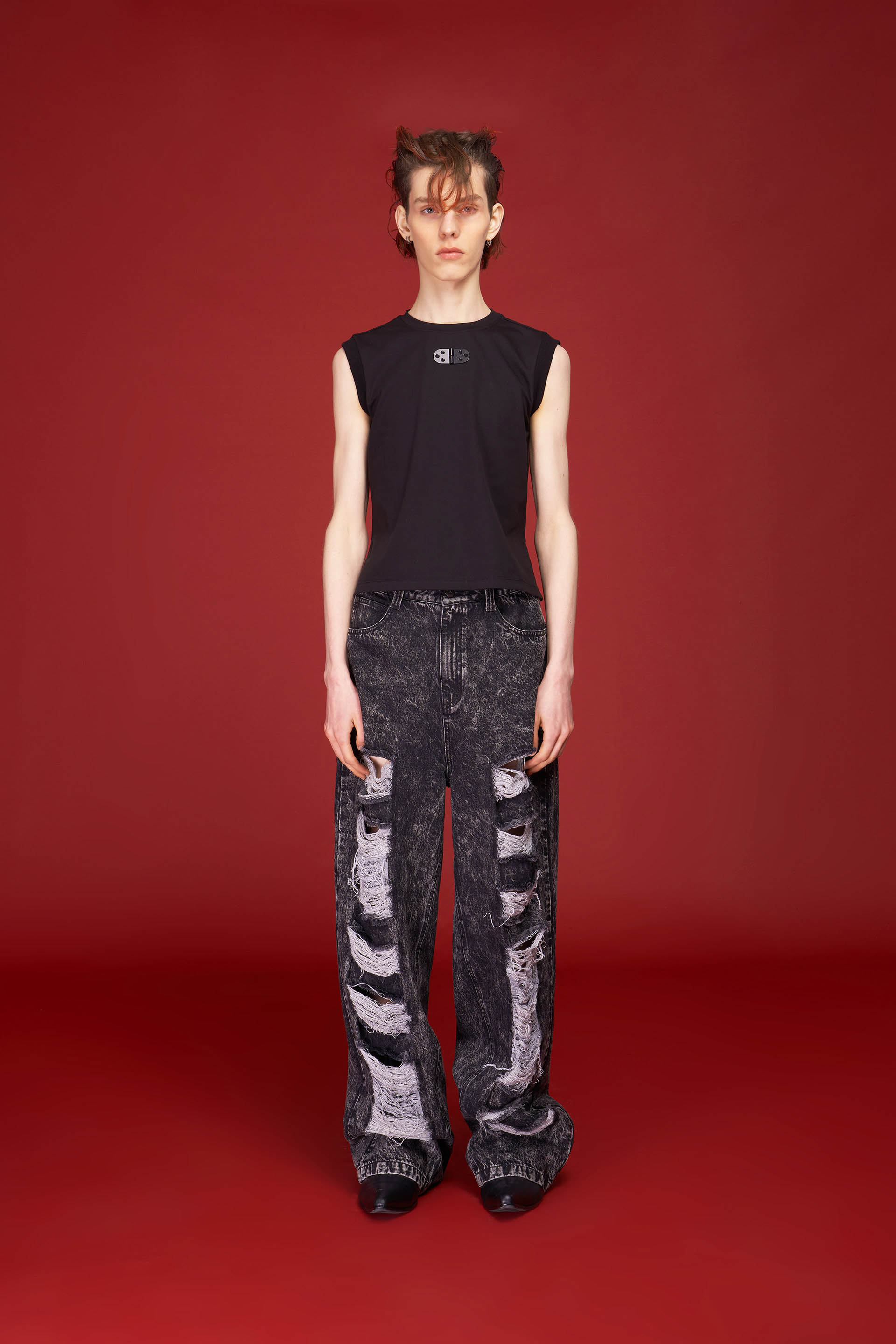  「JUNCTION」METAL BUCKLE BEFORE SHORT AND LONG VEST（MEN）